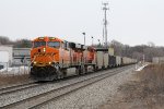 Just by Seymour, BNSF 6388 leads E945 west down Track 2 